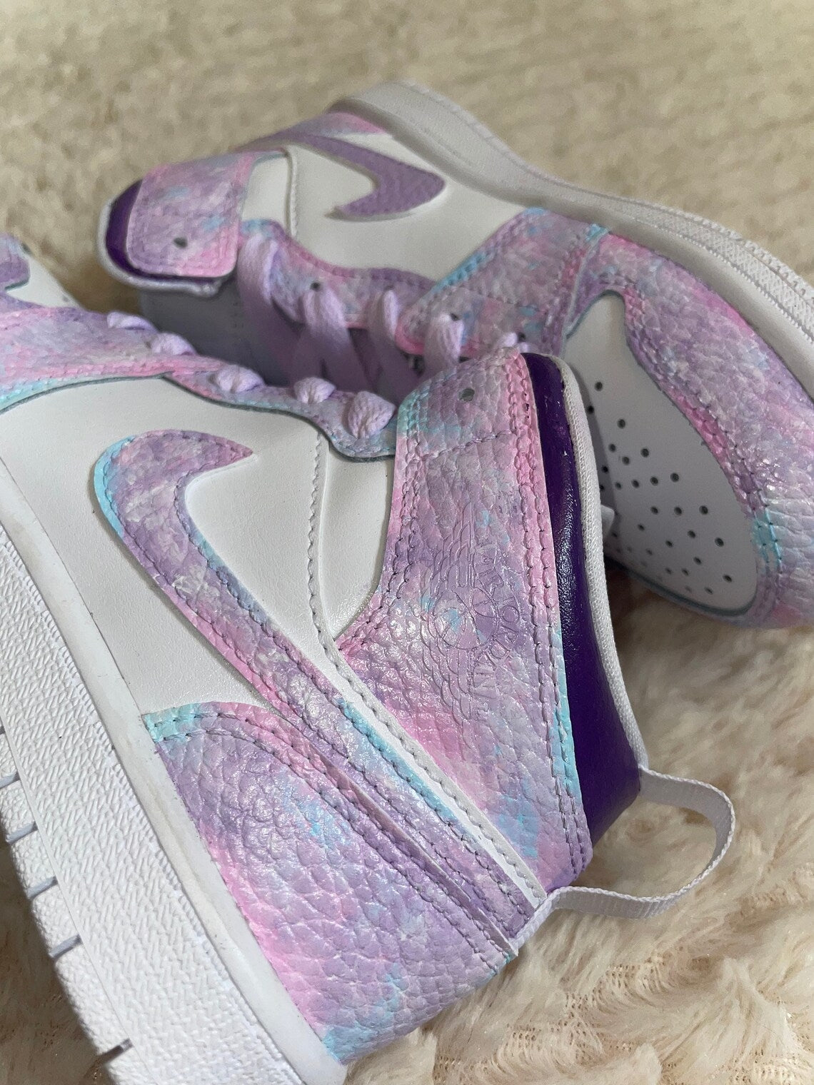 Custom Air Jordan 1 Baby Pink And Purple Tie Dye