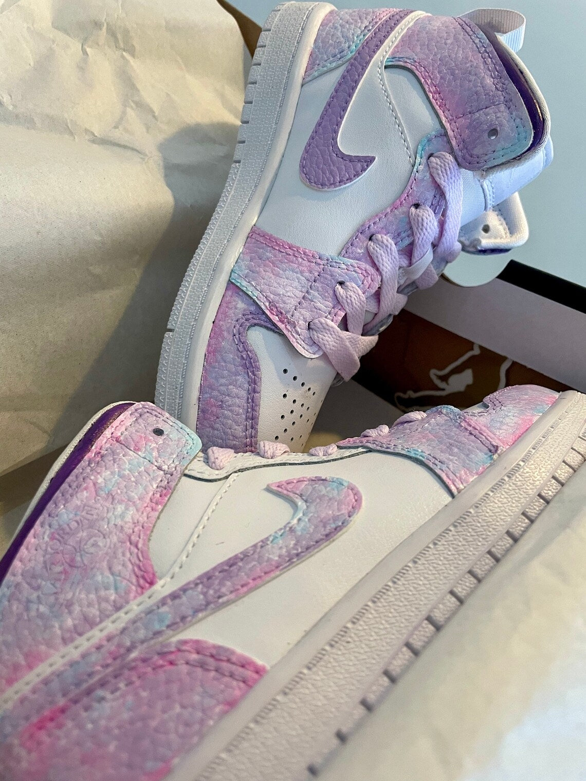 Custom Air Jordan 1 Baby Pink And Purple Tie Dye