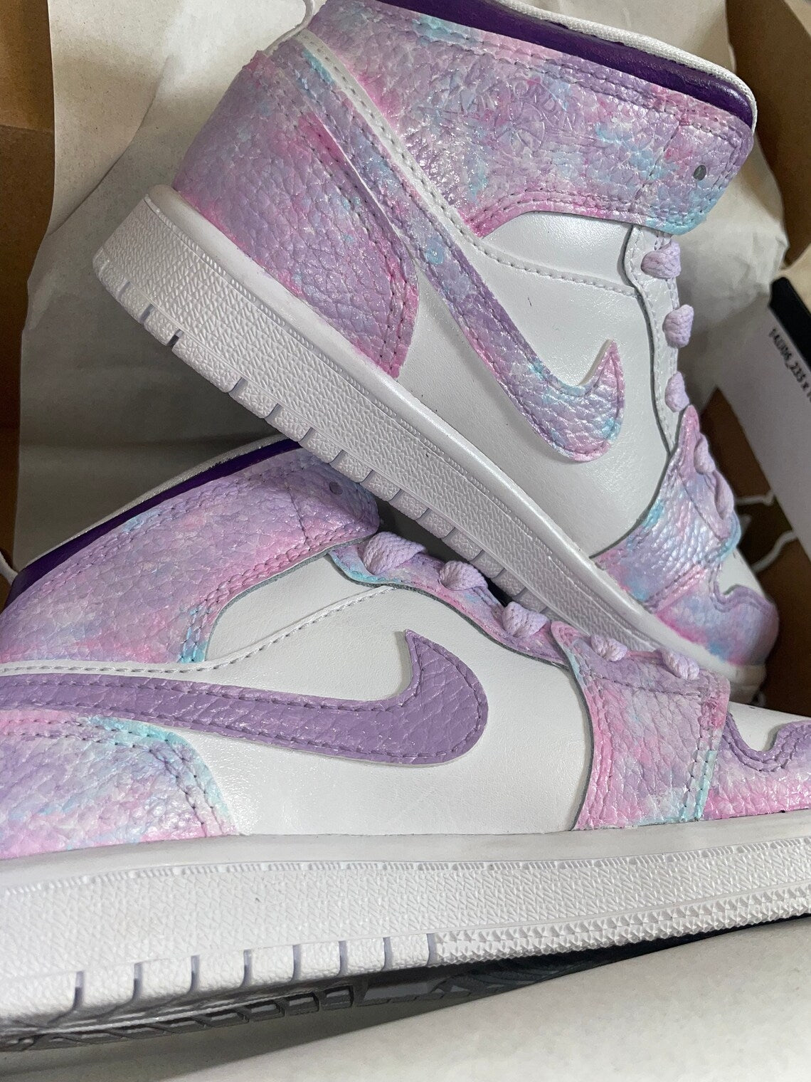 Custom Air Jordan 1 Baby Pink And Purple Tie Dye