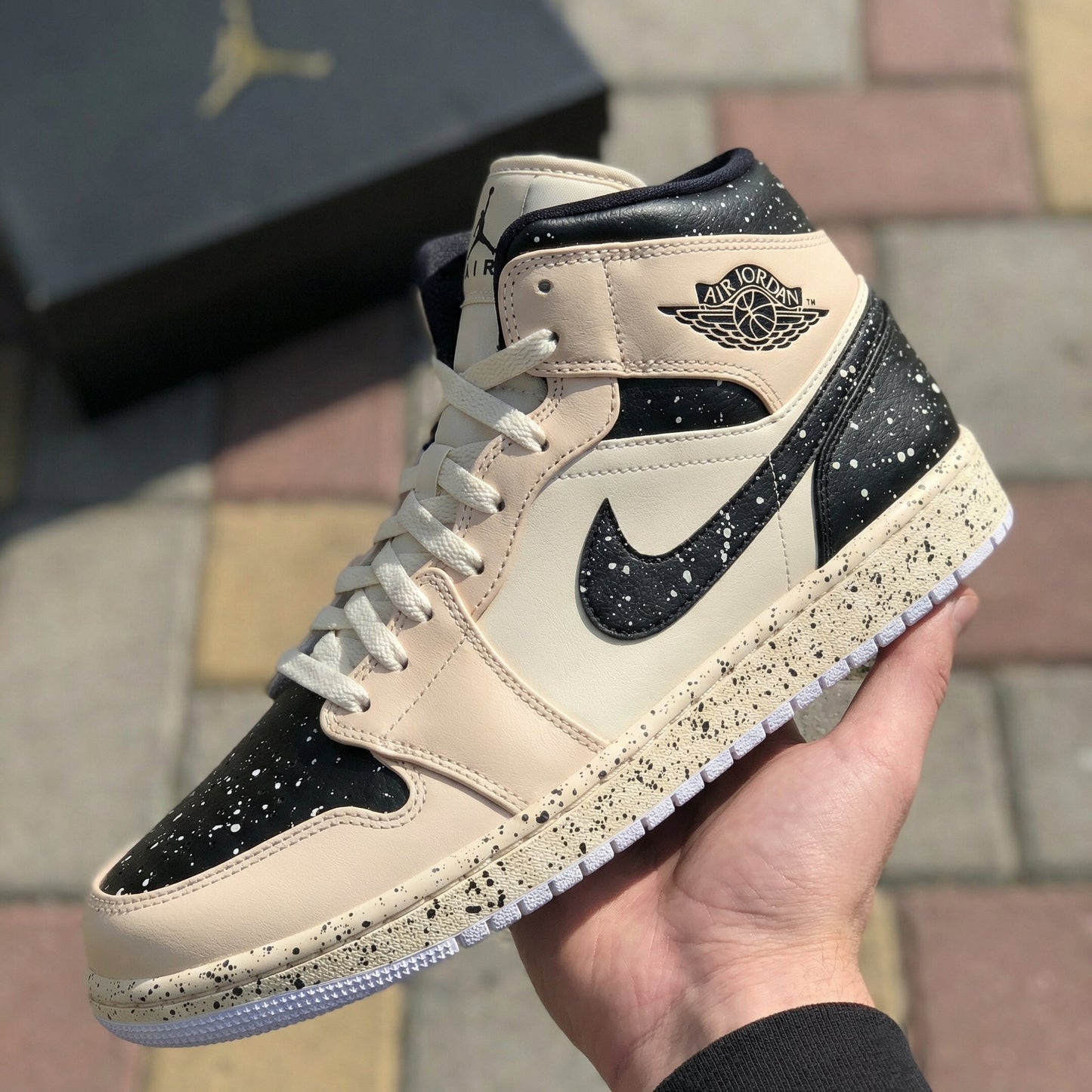 Custom Air Jordan 1 Beige Black Speckled