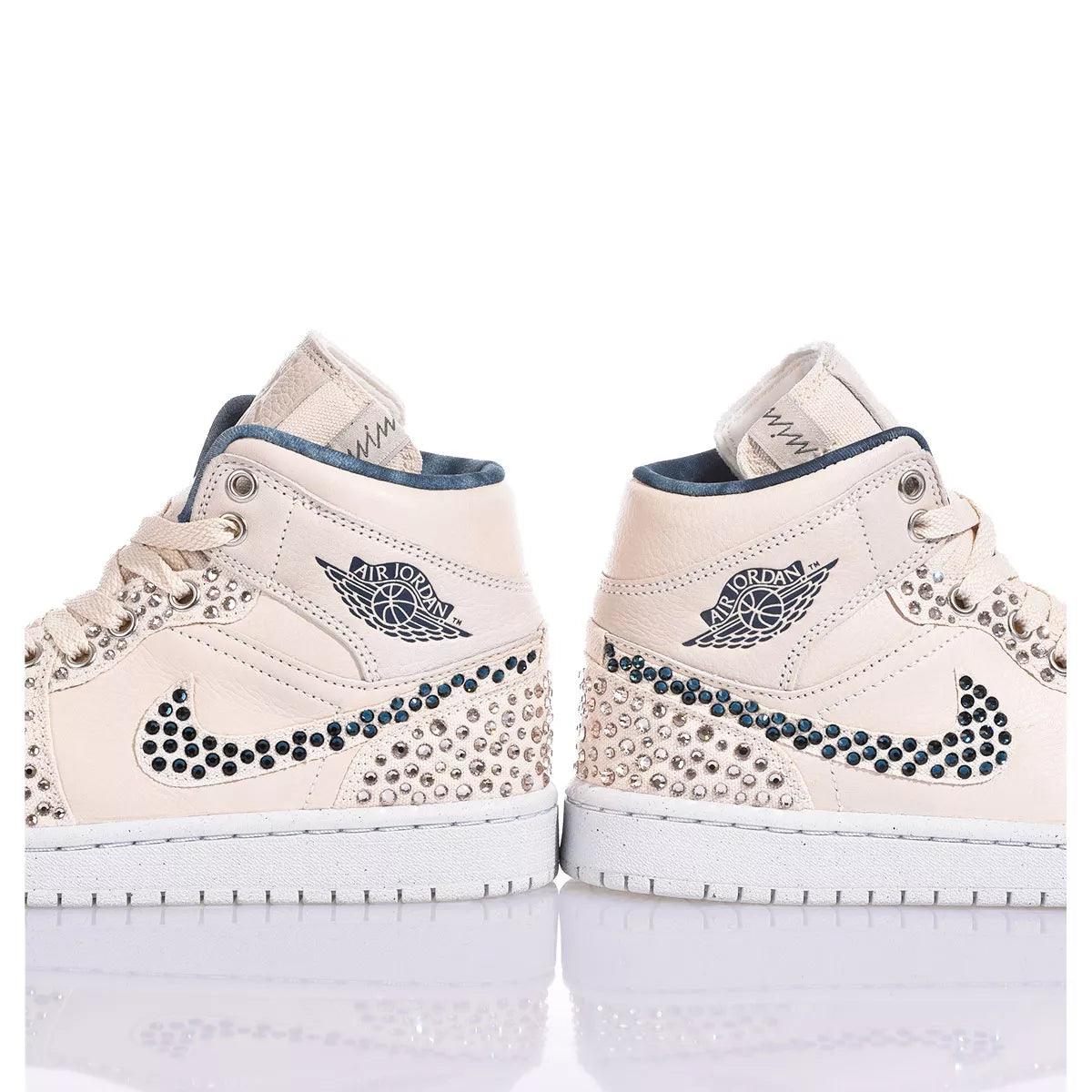 Custom Air Jordan 1 Beige With Rhinestones