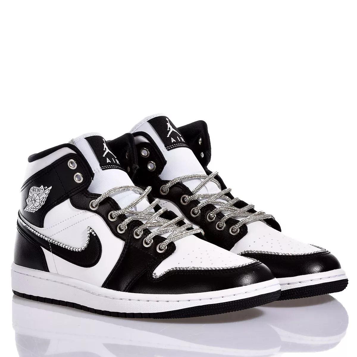Custom Air Jordan 1 Black and White Rhinestones