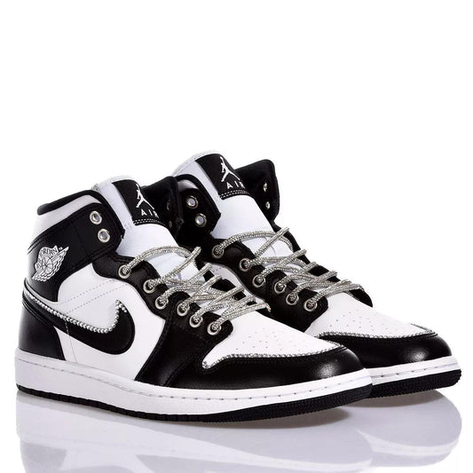 Custom Air Jordan 1 Black and White Rhinestones