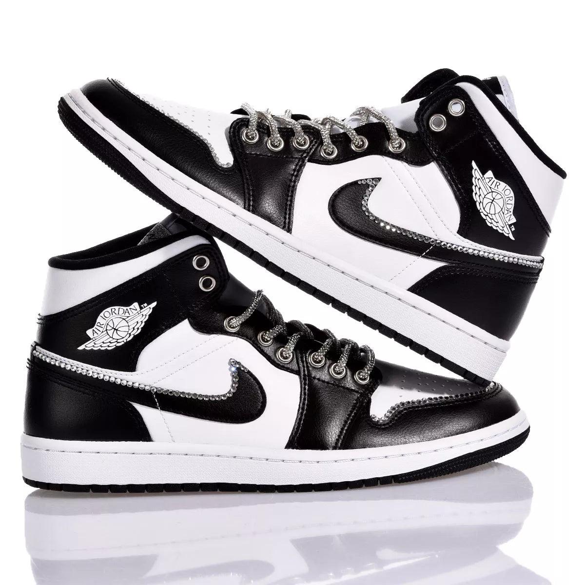 Custom Air Jordan 1 Black and White Rhinestones