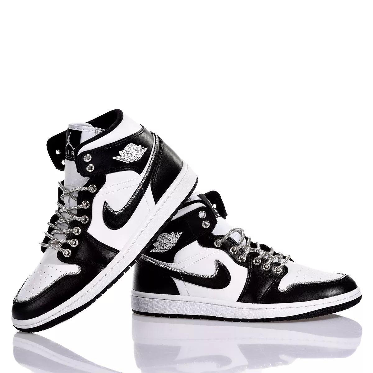 Custom Air Jordan 1 Black and White Rhinestones