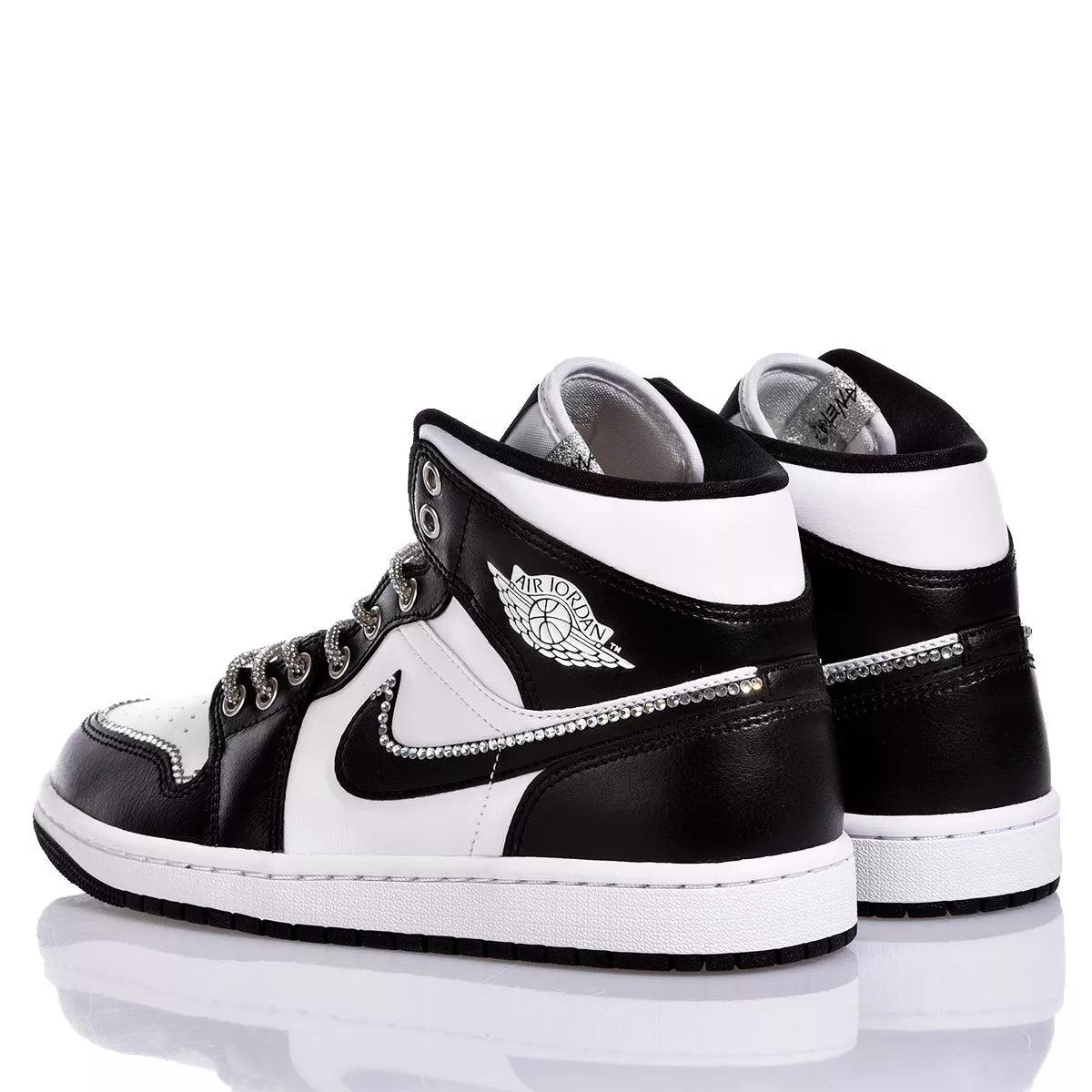 Custom Air Jordan 1 Black and White Rhinestones