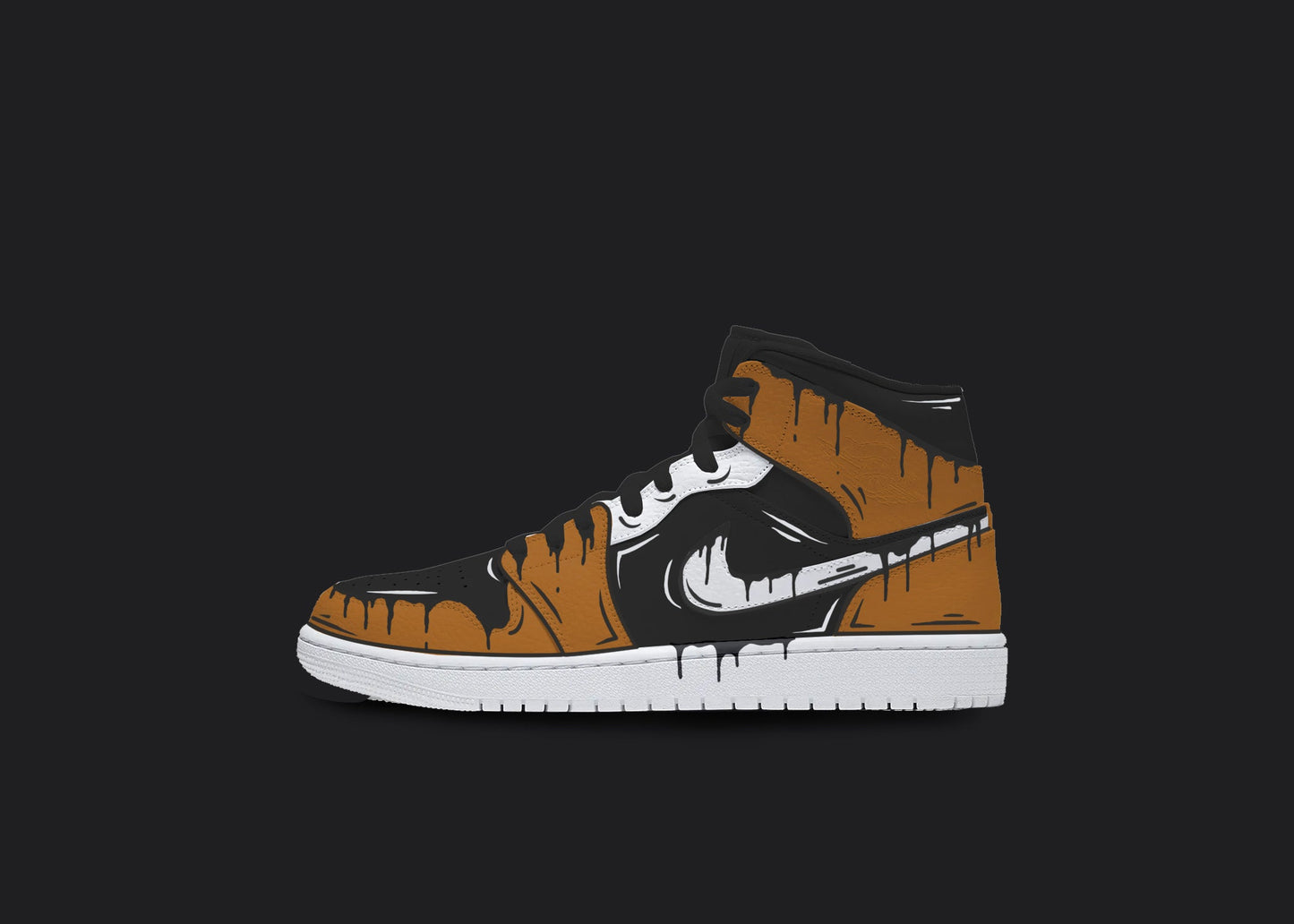 Custom Air Jordan 1 Black Khaki Drip Design