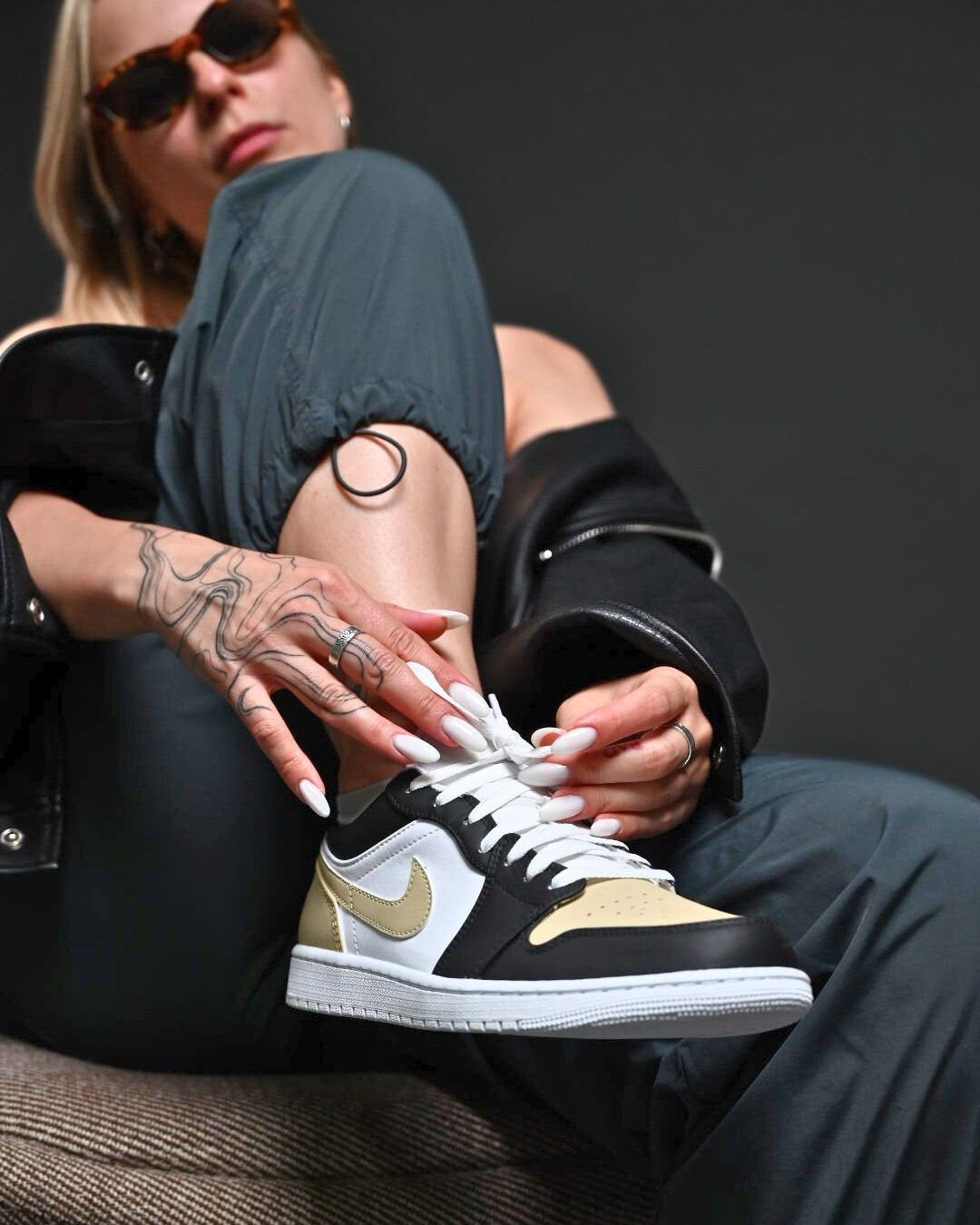 Custom Air Jordan 1 Black White Beige Low