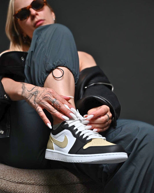 Custom Air Jordan 1 Black White Beige Low
