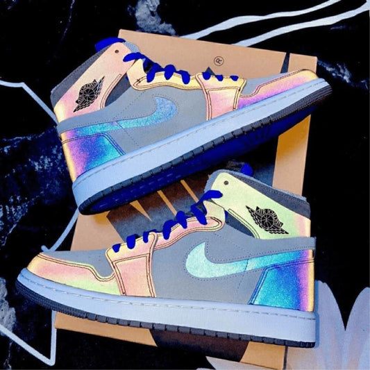 Reflective Grey Sneakers Custom Air Jordan 1