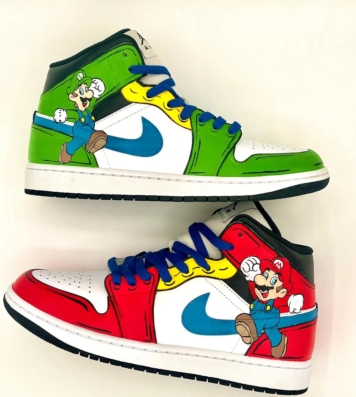 Custom Air Jordan 1 Red Green White Mario Theme