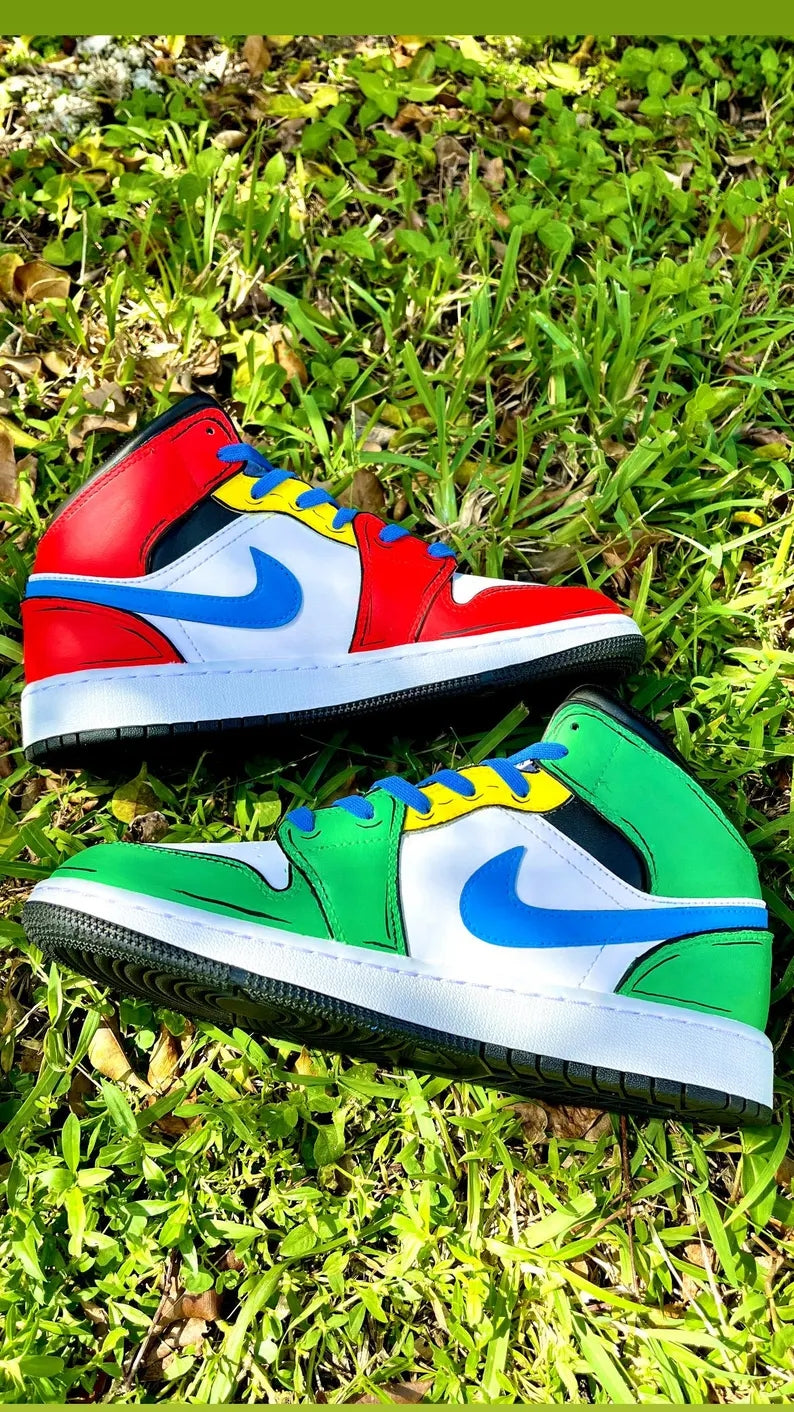 Custom Air Jordan 1 Red Green White Mario Theme