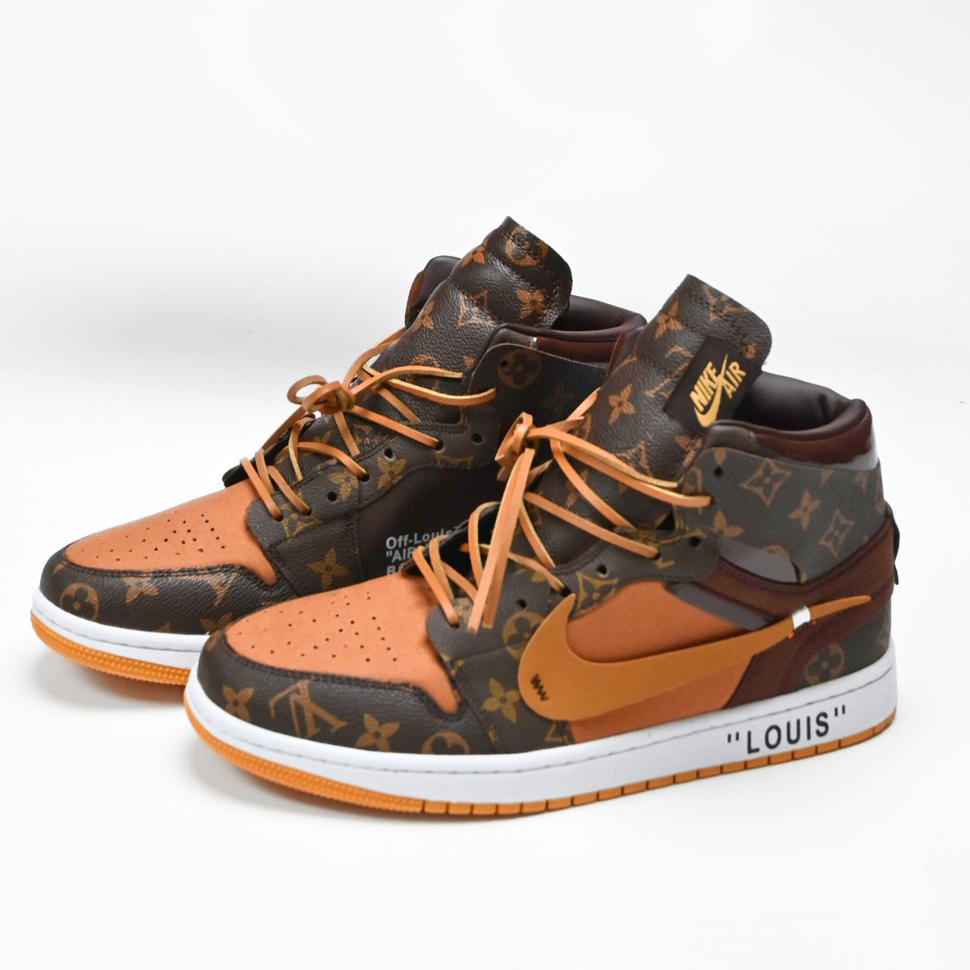 Custom Air Jordan 1 Travis Scott Brown Orange LV Pattern