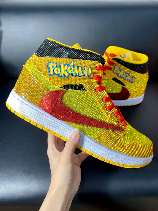 Custom Air Jordan 1 Travis Scott Yellow with Pokemon Theme