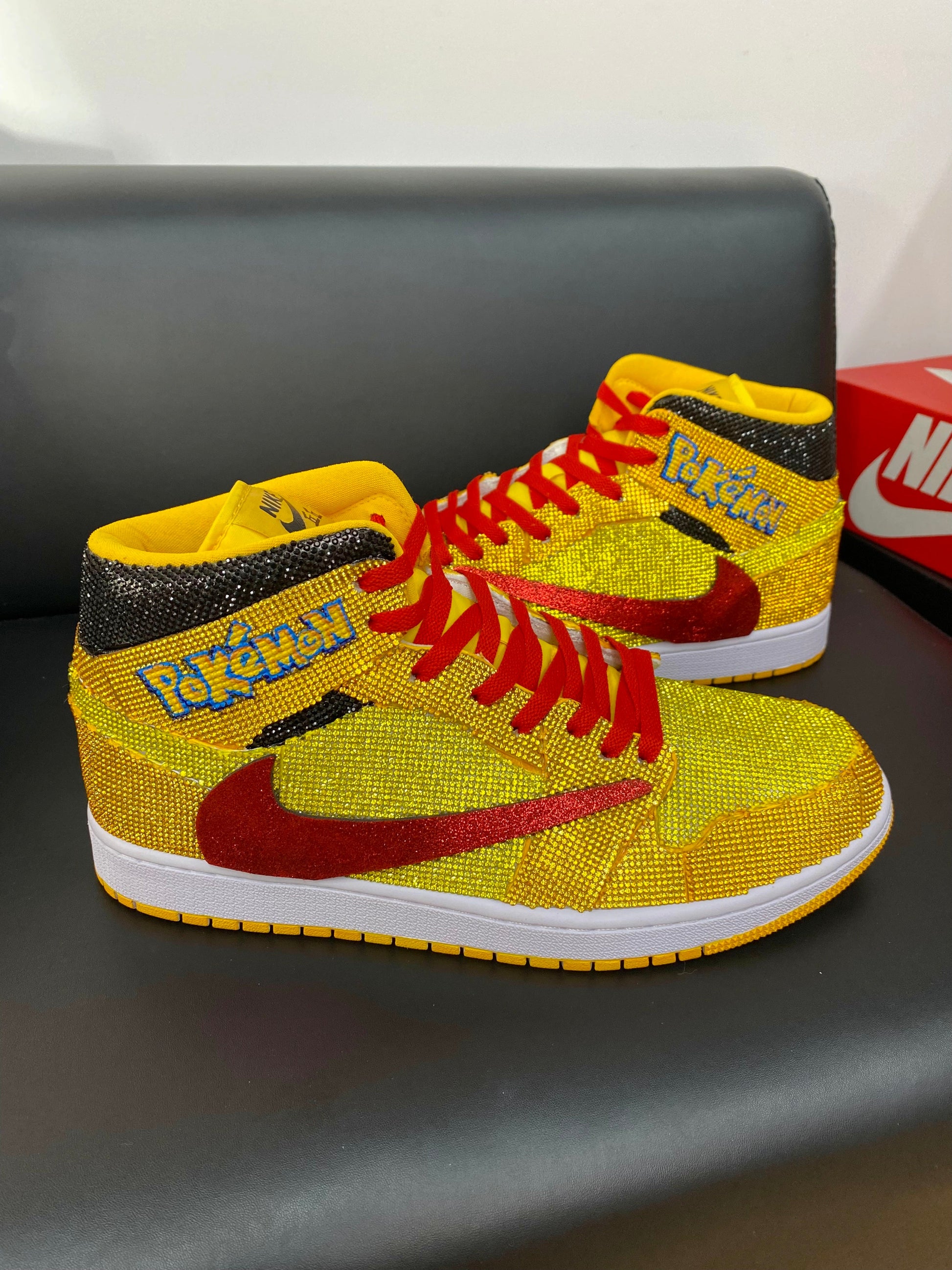 Custom Air Jordan 1 Travis Scott Yellow with Pokemon Theme
