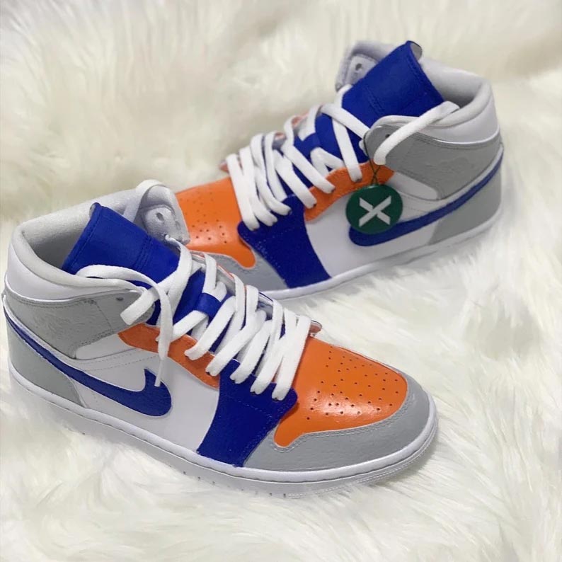 Custom Air Jordan 1 White Blue Orange