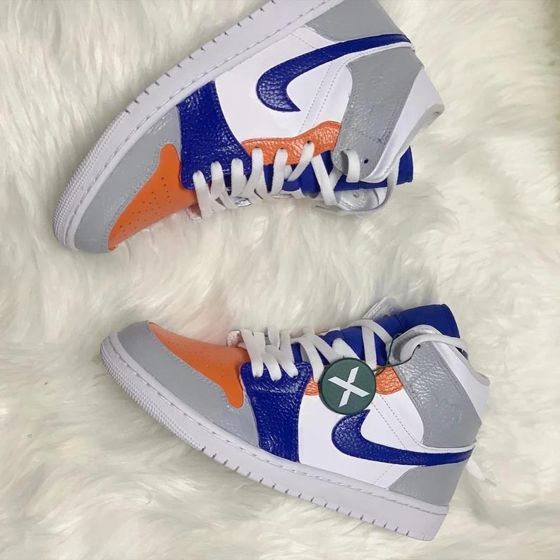 Custom Air Jordan 1 White Blue Orange