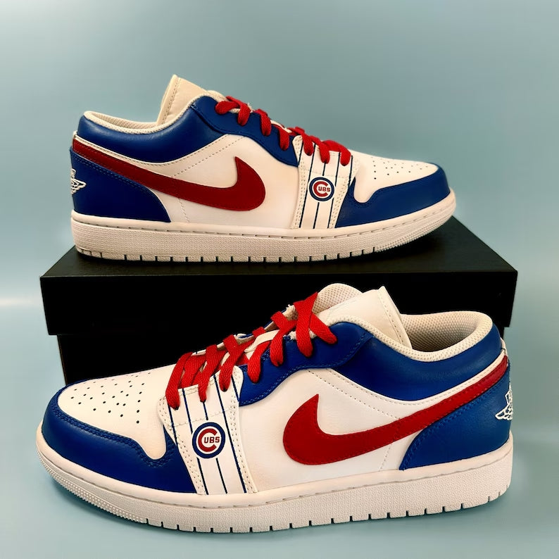 Custom Air Jordan 1 White Blue Red Cubs Theme