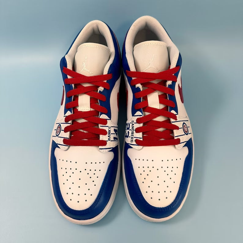 Custom Air Jordan 1 White Blue Red Cubs Theme