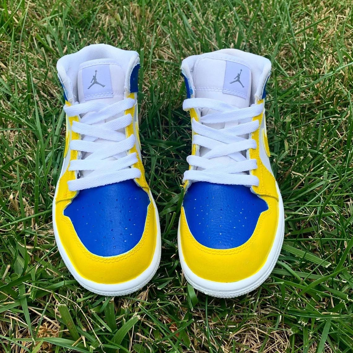 Custom Air Jordan 1 White Blue Yellow