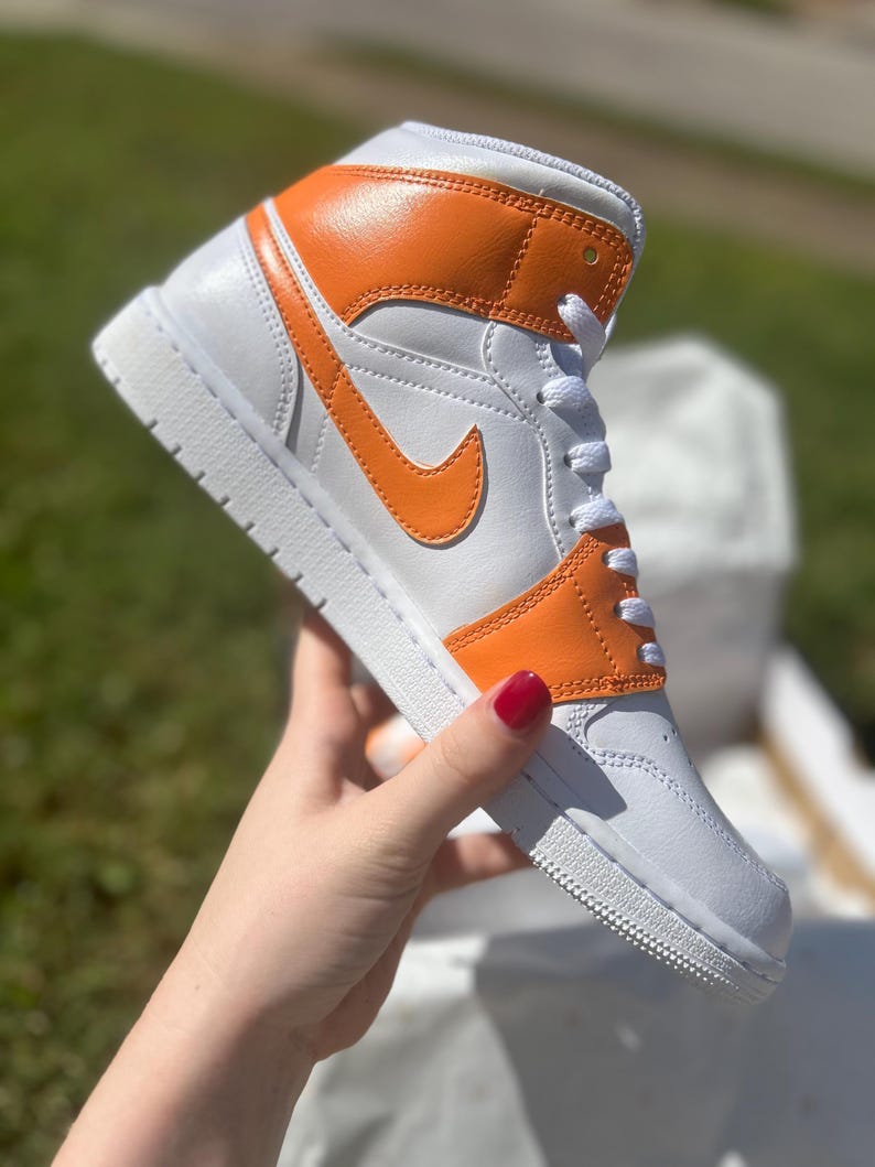 Custom Air Jordan 1 White Orange With Butterflies