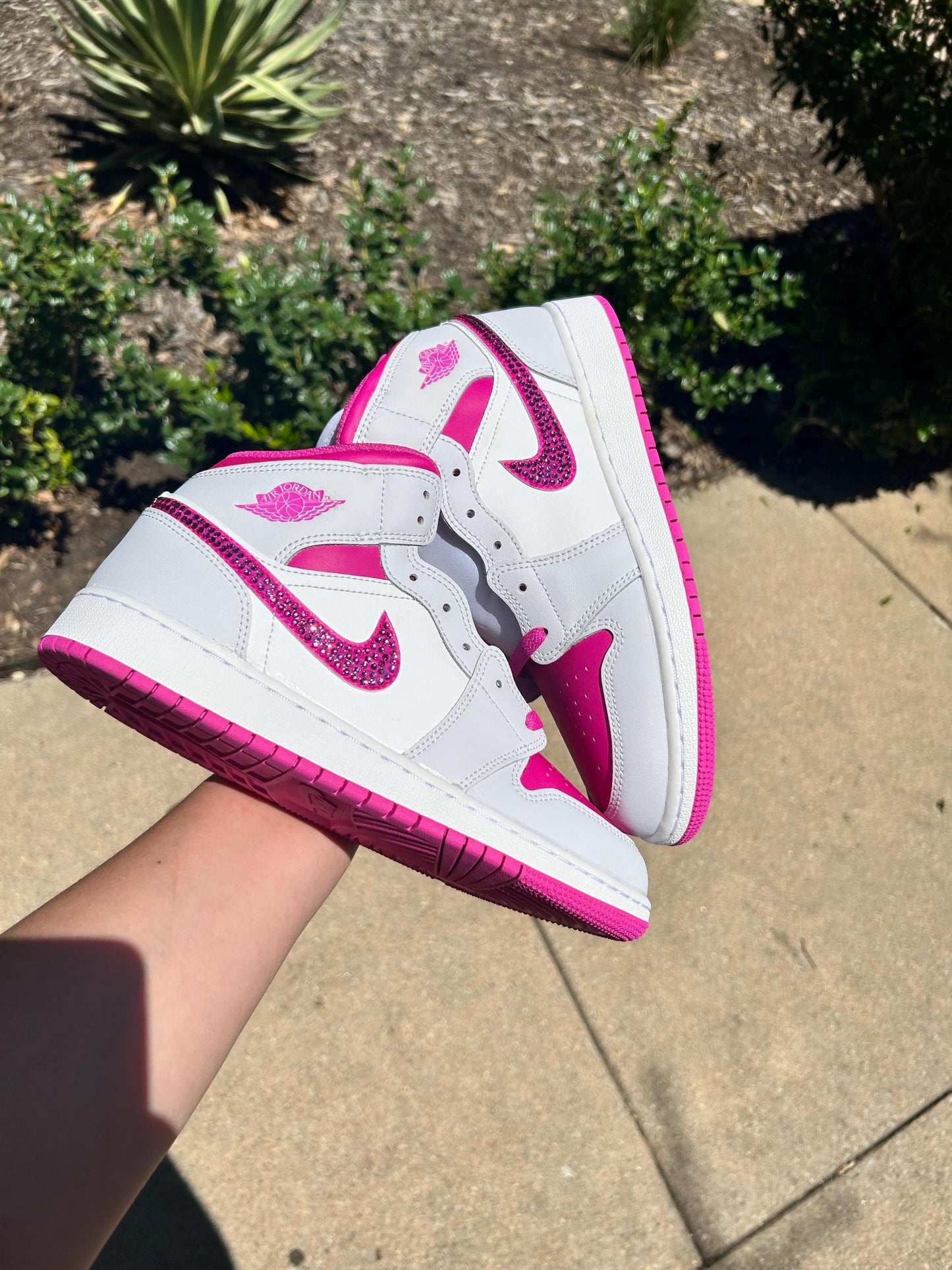 Custom Air Jordan 1 White Pink With Glittery Details
