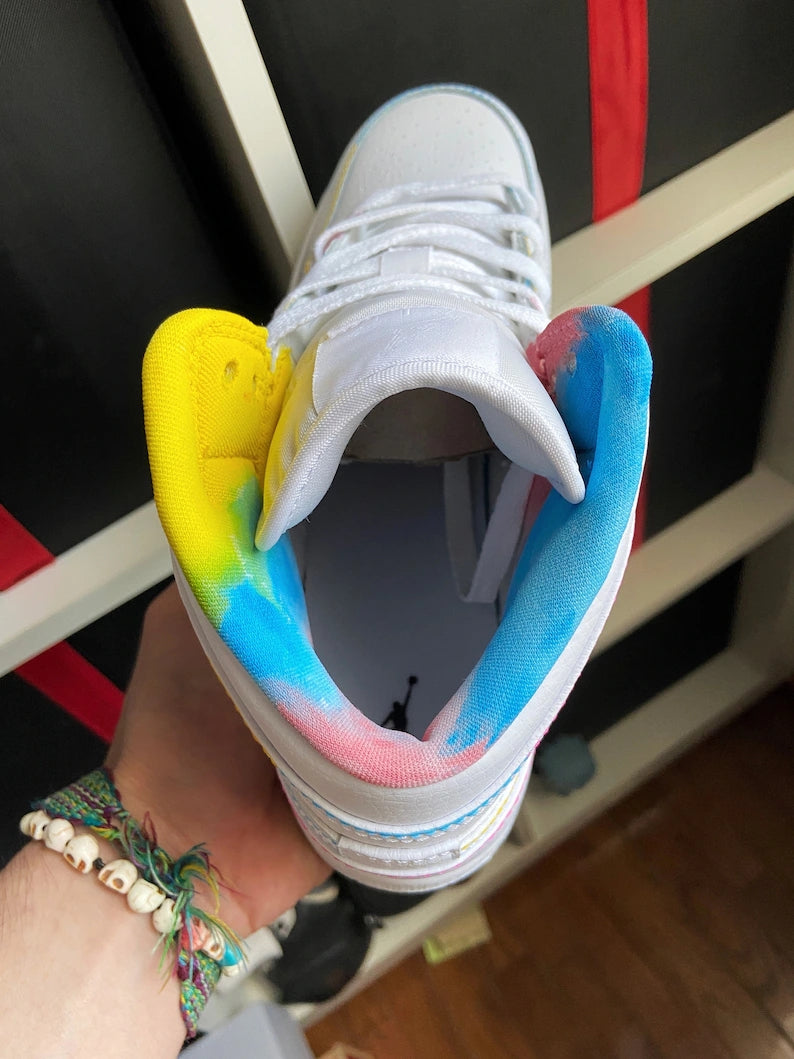 Custom Air Jordan 1 White With Colorful Lines
