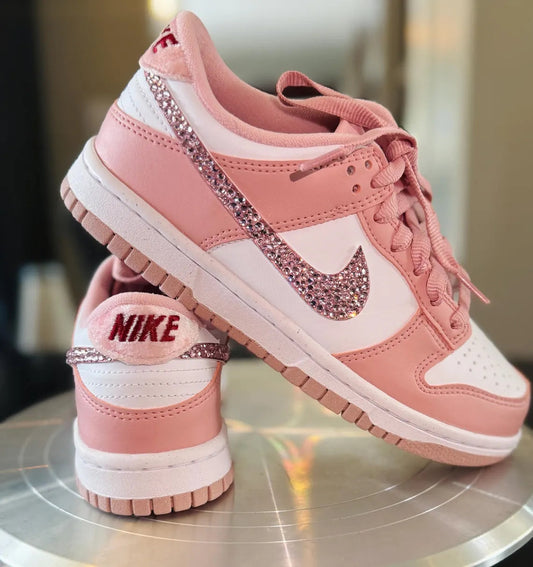 Custom Dunk Baby Pink With Rhinestones
