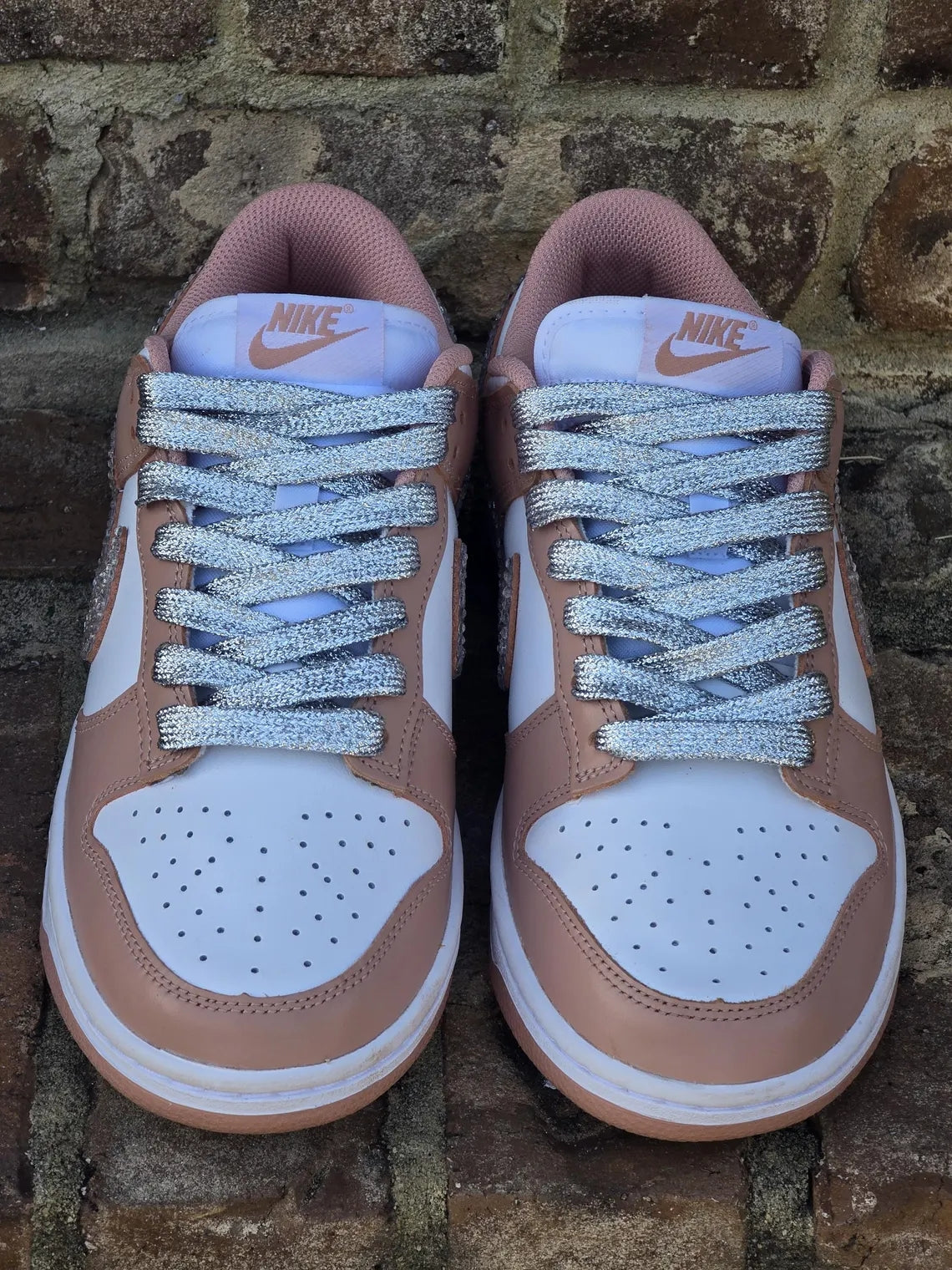 Custom Dunk Blush White With Rhinestones