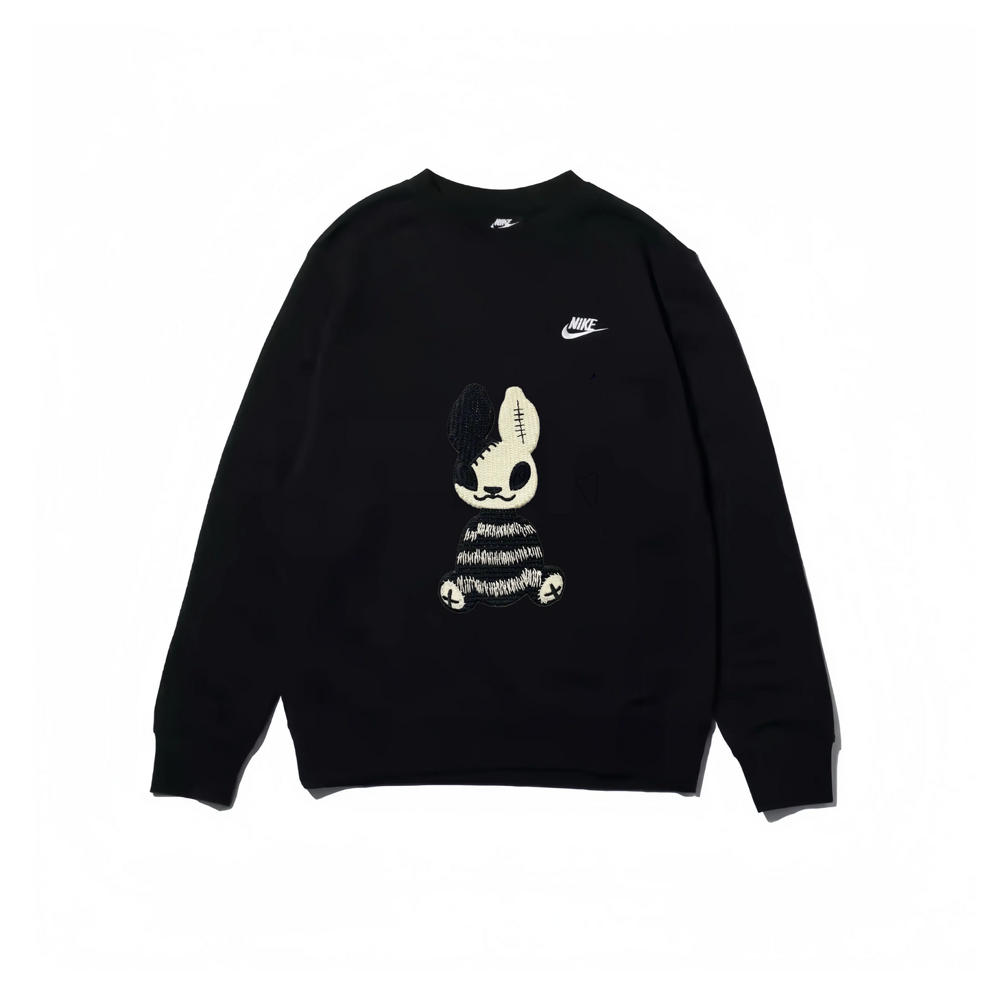 Custom Embroidery Nike Sweatshirt Black Beige Bunny