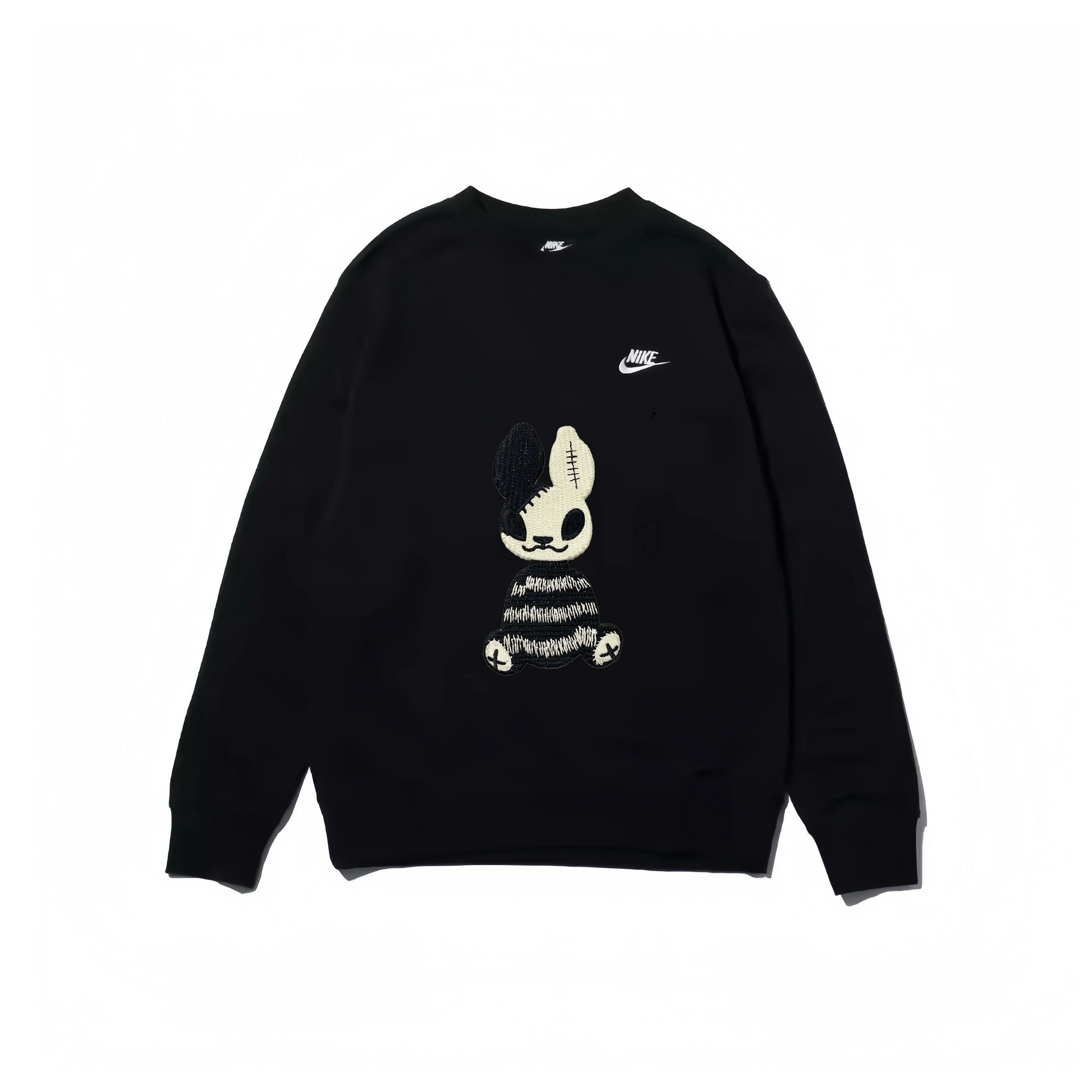 Custom Embroidery Nike Sweatshirt Black Beige Bunny