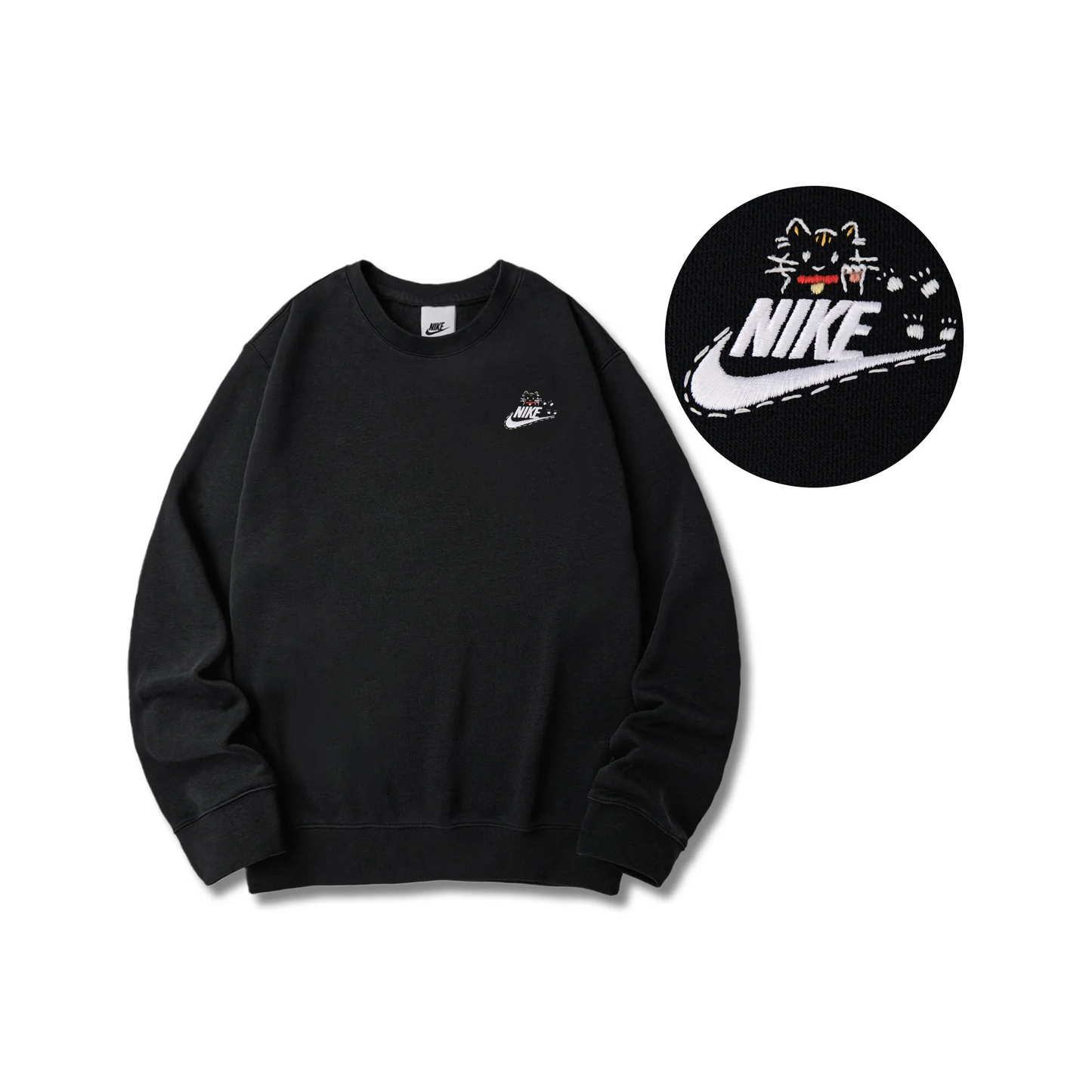 Custom Embroidery Nike Sweatshirt Black Cat