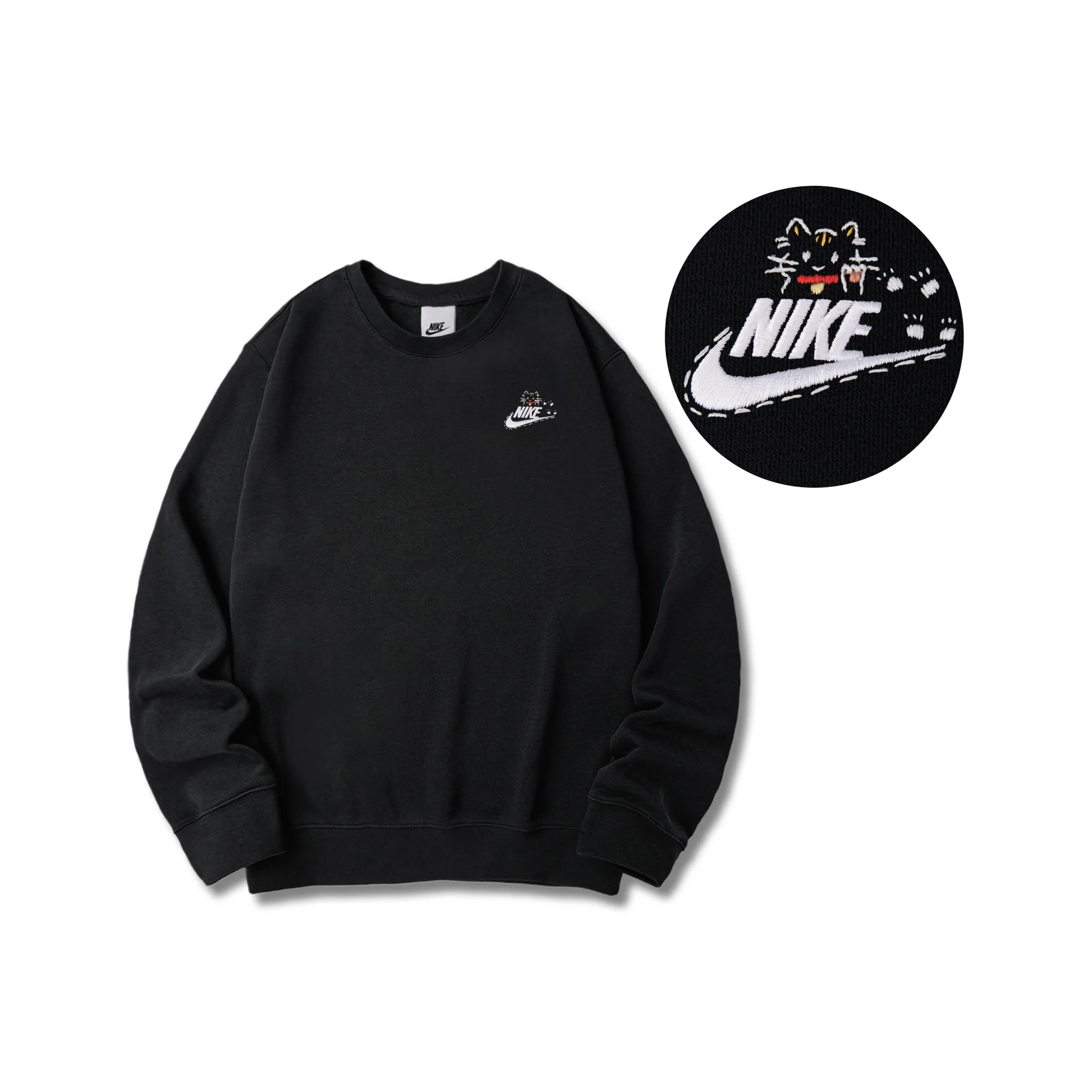 Custom Embroidery Nike Sweatshirt Black Cat
