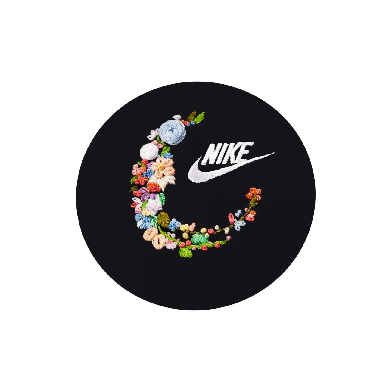 Custom Embroidery Nike Sweatshirt Black Colorful Floral