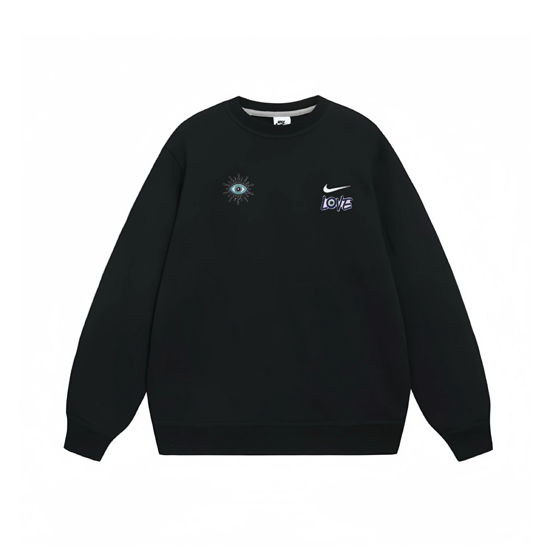 Custom Embroidery Nike Sweatshirt Black Evil - Eye Love Design