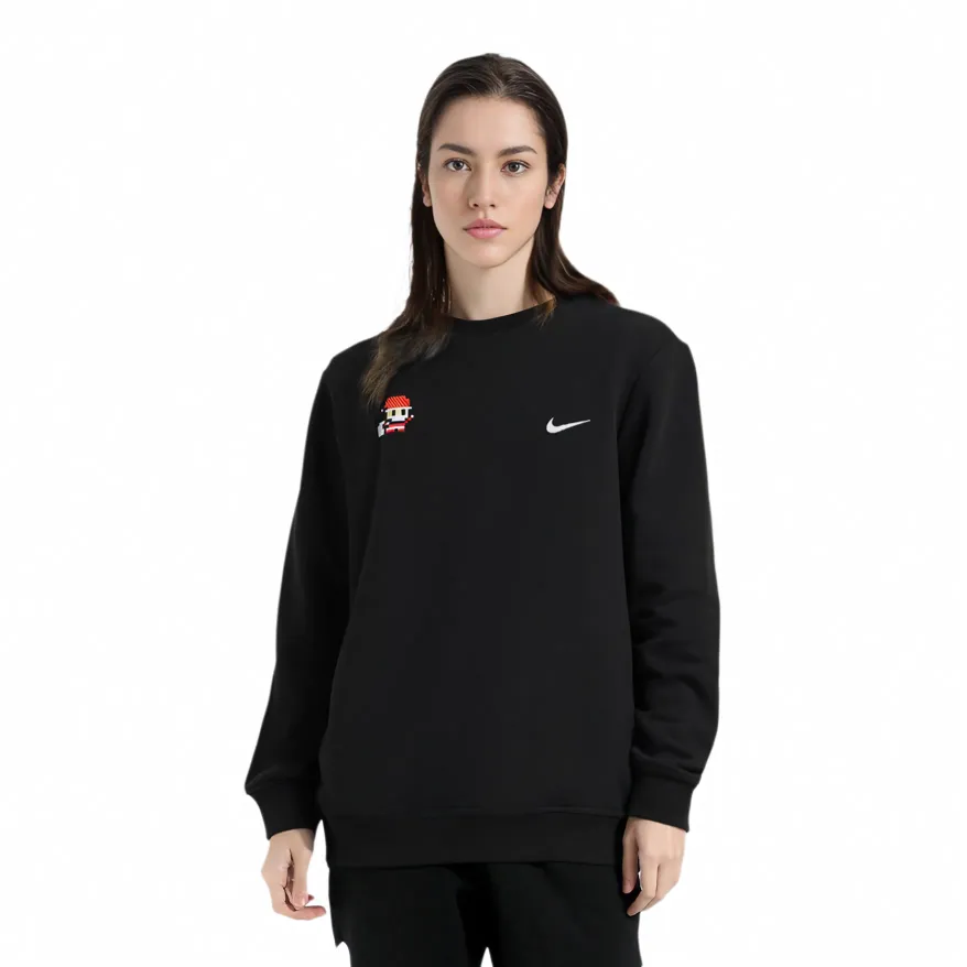 Custom Embroidery Nike Sweatshirt Black Pixel Santa Design