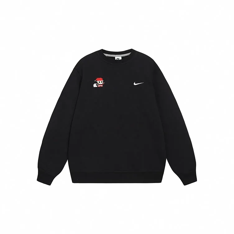 Custom Embroidery Nike Sweatshirt Black Pixel Santa Design