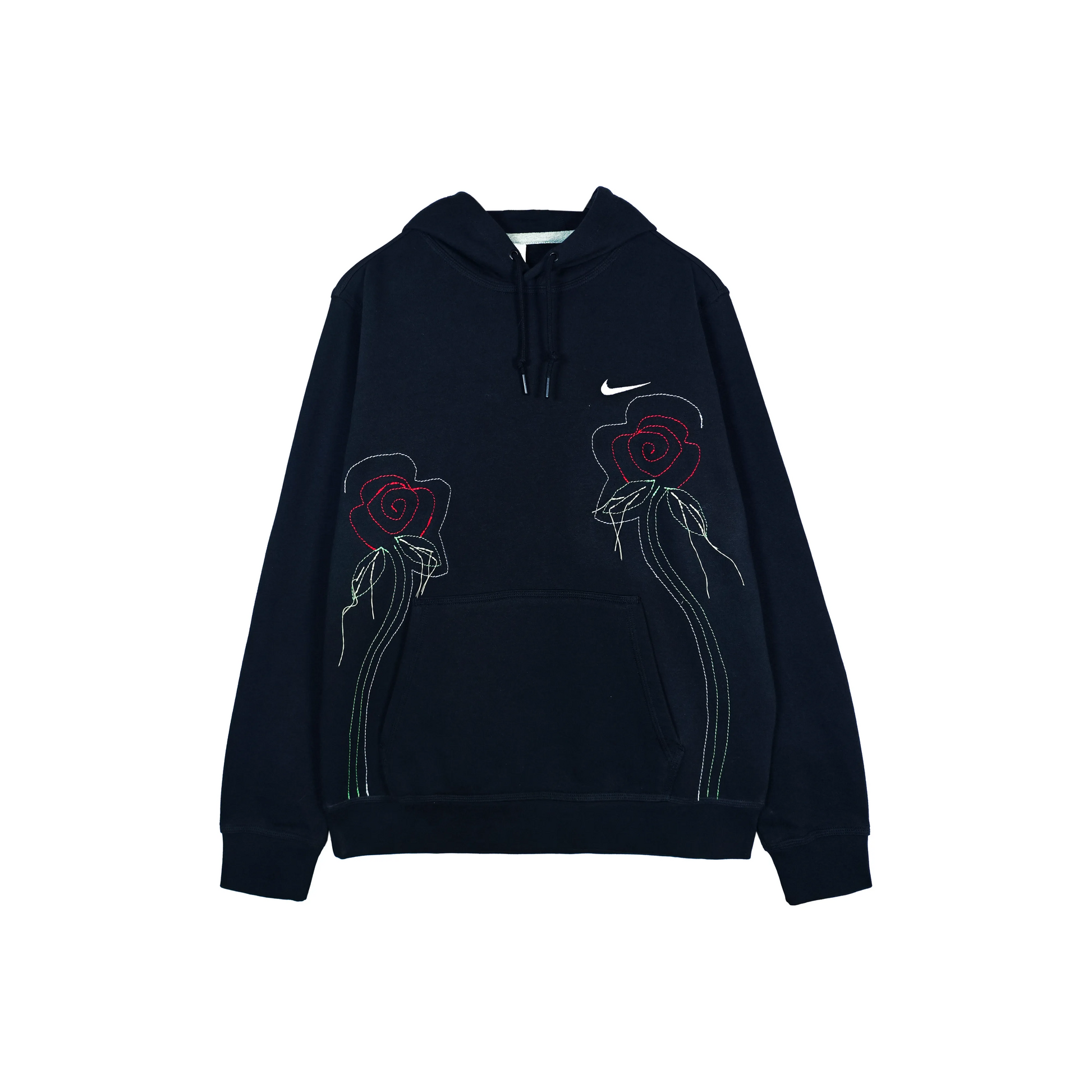 Custom Embroidery Nike Sweatshirt Black Rose Pattern