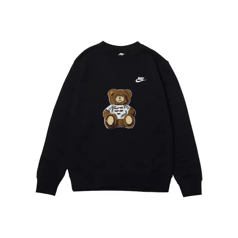 Custom Embroidery Nike Sweatshirt Black Teddy Bear Design