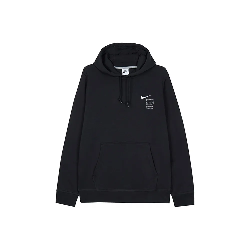 Custom Embroidery Nike Sweatshirt Black White Cat
