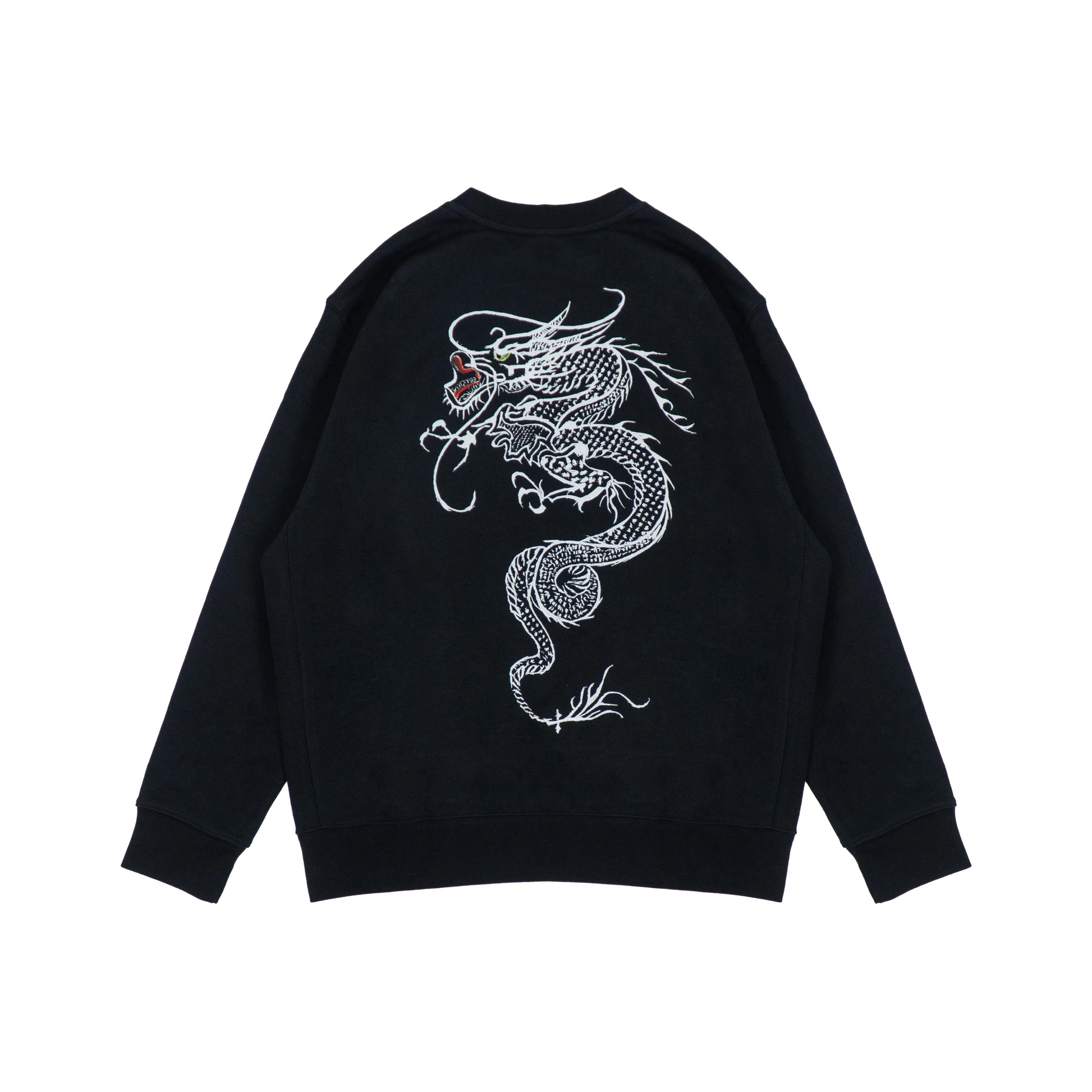 Custom Embroidery Nike Sweatshirt Black White Dragon Motif