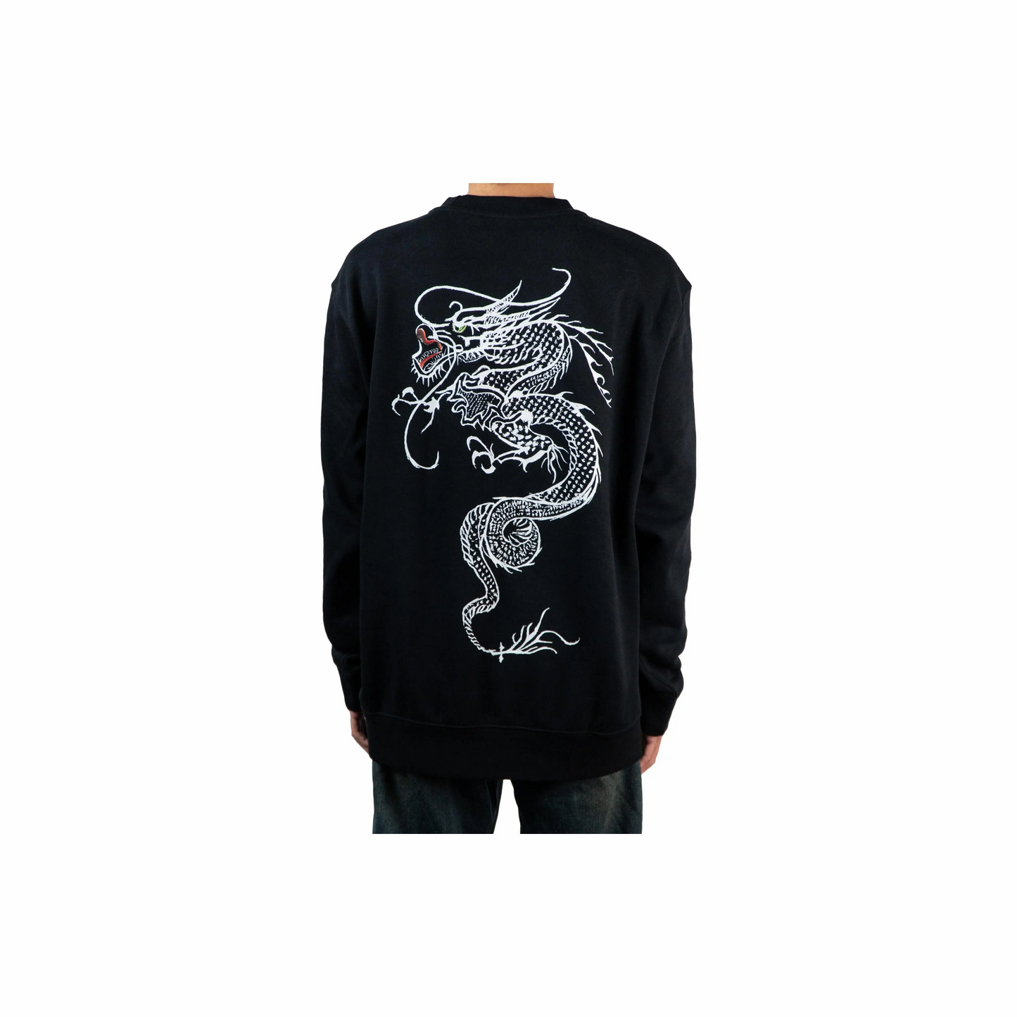 Custom Embroidery Nike Sweatshirt Black White Dragon Motif