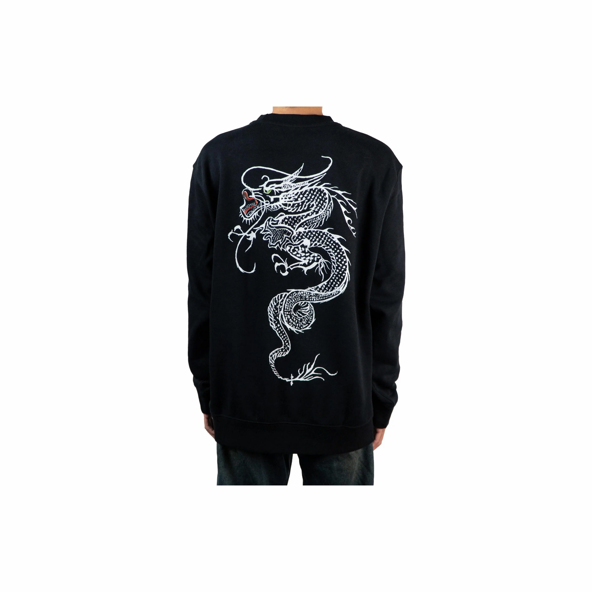 Custom Embroidery Nike Sweatshirt Black White Dragon Motif