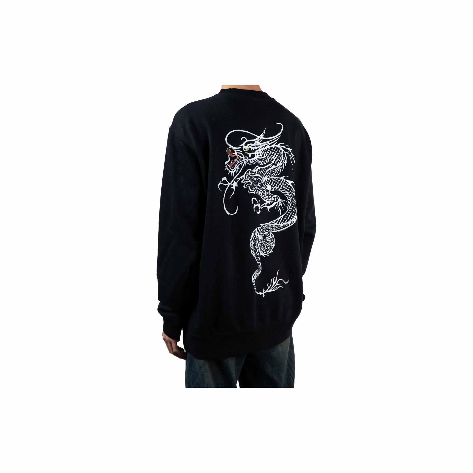 Custom Embroidery Nike Sweatshirt Black White Dragon Motif