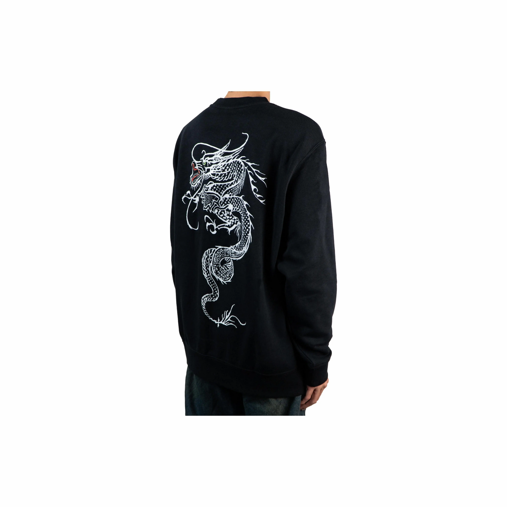 Custom Embroidery Nike Sweatshirt Black White Dragon Motif