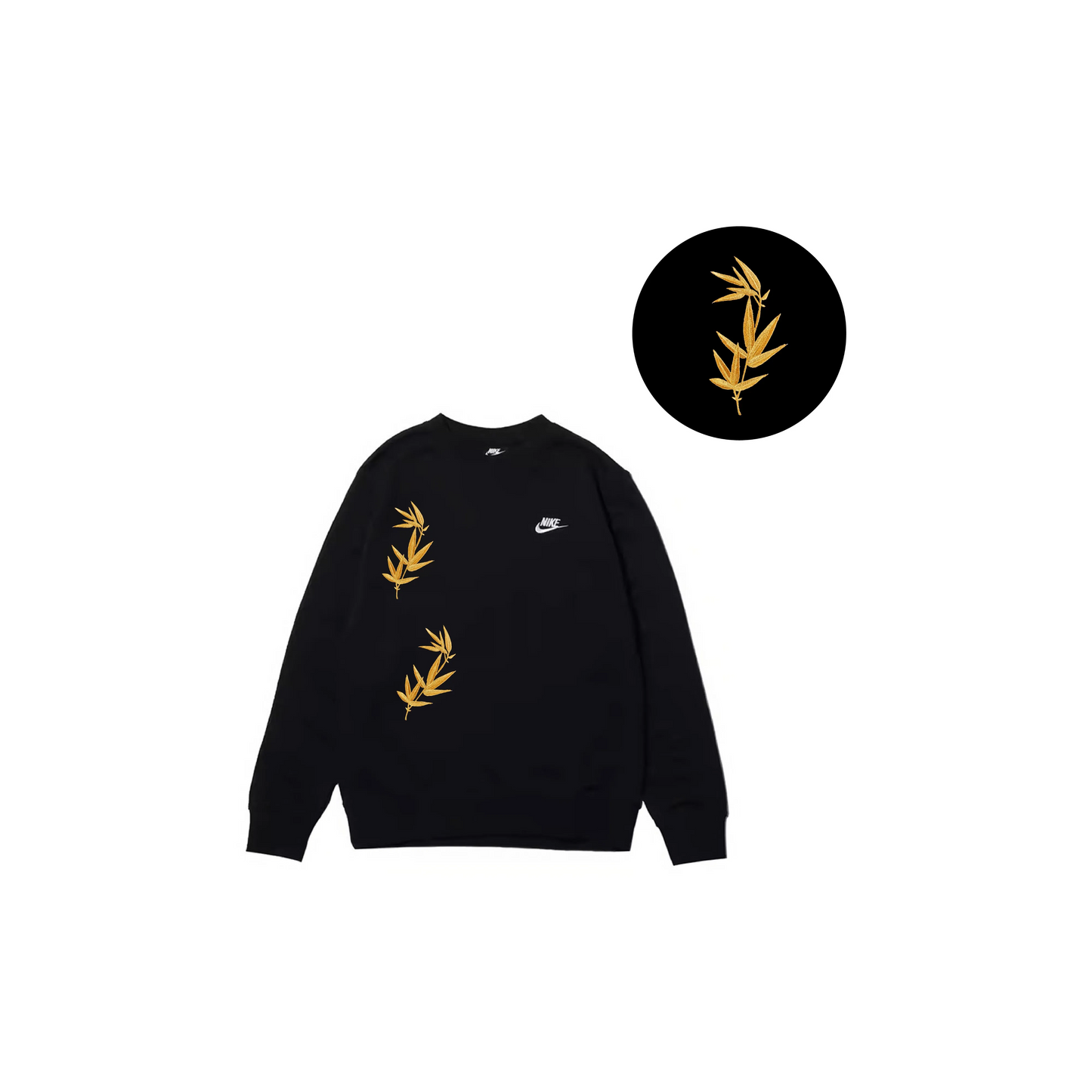 Custom Embroidery Nike Sweatshirt Black With Golden Bamboo