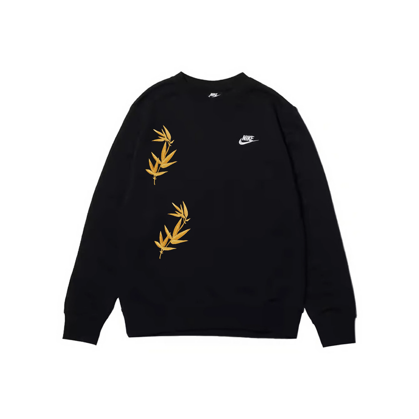 Custom Embroidery Nike Sweatshirt Black With Golden Bamboo