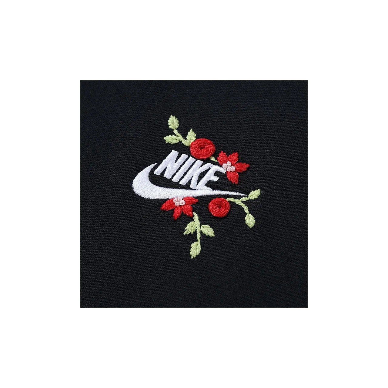 Custom Embroidery Nike Sweatshirt Black With Red Floral