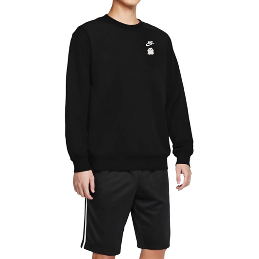Custom Embroidery Nike Sweatshirt Black With White Cute Ghost