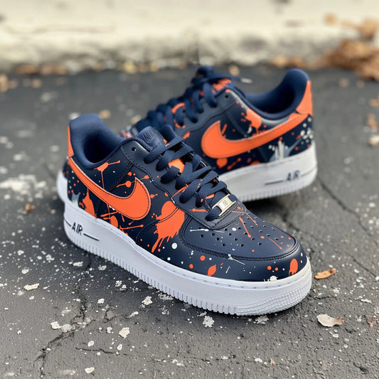 Hand Painted Orange Splatter Custom Air Force 1 Sneakers